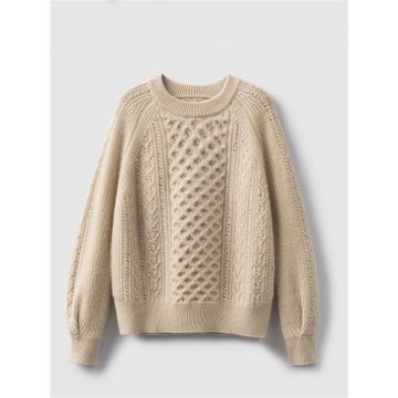 重磅3股加厚鑲鉆100純山羊絨衫女秋冬打底寬松圓領純羊絨毛衣針織