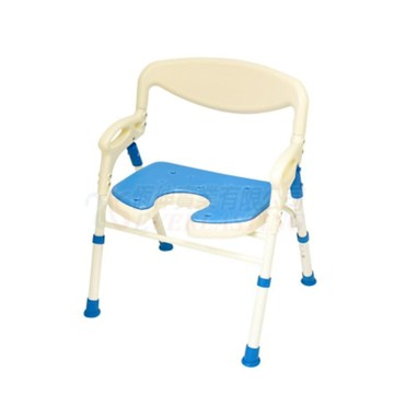 【洗澡椅】恆伸醫療 台製鋁合金站立椅‧可折收‧有背扶手‧加寬型座墊‧高度可調‧沐浴安全椅‧浴室用‧長照輔具‧防滑橡膠腳