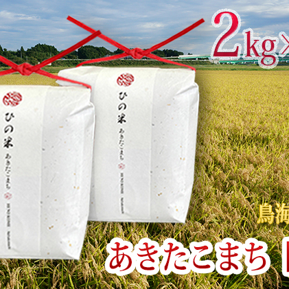 秋田県産 あきたこまち 玄米 4kg（2kg×2袋）神宿る里の米「ひの米」（お米 小分け）