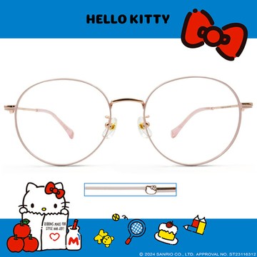 HELLO KITTY▪︎經典｜簍空HELLO KITTY頭氣質款 圓框眼鏡｜寶寶粉