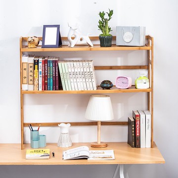 免運 桌面置物架 收納櫃  桌面書架顯示器增高架楠竹實木置物架電腦桌簡易書桌上學生宿舍 可開發票 快速出貨