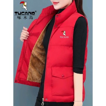 啄木鳥秋冬棉馬甲女加絨加厚2025新款中年媽媽裝休閑坎肩馬夾外穿