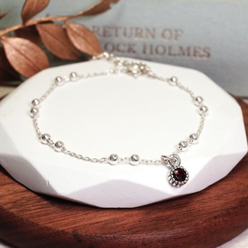 天蠍座 星座守護石 生日禮物 925純銀手鍊 雙圓珠設計 女生禮物