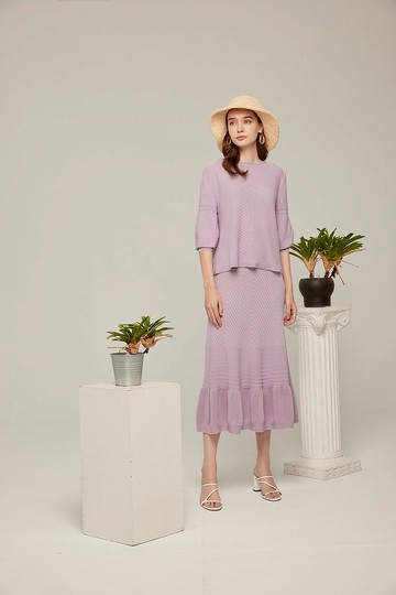 A字織紋中長裙_紫 (22S2SK01)