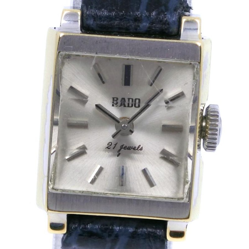 RADO 自動巻き時計 シルバー RADO ラドー 21石 腕時計 SS×レザー シルバー 手巻き レディース