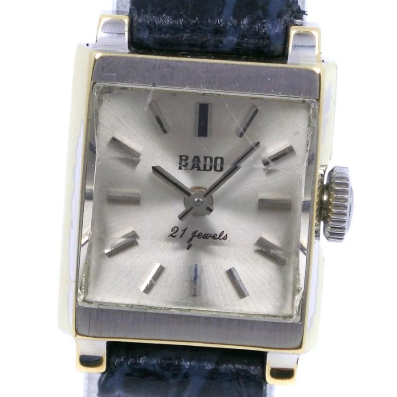 RADO ラドー 21石 腕時計 SS×レザー シルバー 手巻き レディース 