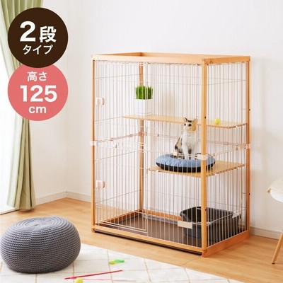 猫 ケージ キャットケージ 2段 木製 おしゃれ 木目調 インテリア スリム コンパクト 北欧 広々 大型 猫ゲージ 高級感 キャットハウス ネコ ハウス 通販 Lineポイント最大get Lineショッピング