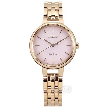 CITIZEN 星辰表 / EM0993-82X / L 光動能 優雅迷人 藍寶石水晶玻璃 不鏽鋼手錶 粉x鍍玫瑰金 28mm