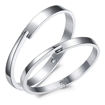 情侶手環｜簡約時尚・銀色・客製刻字