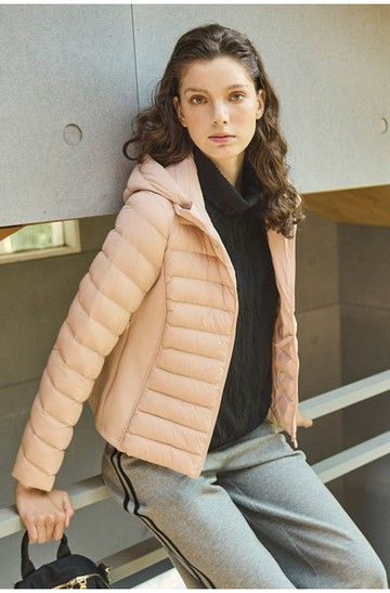 連帽異素材拼接羽絨外套