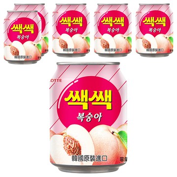 Lotte 樂天 Sac Sac 水蜜桃汁 韓國原裝進口  238ml  6罐