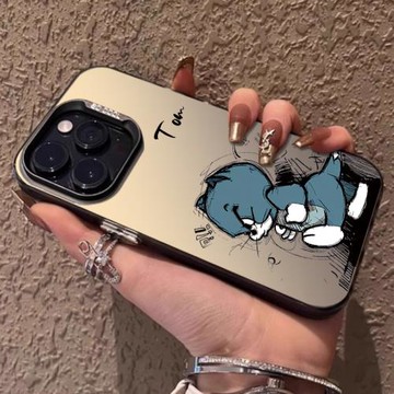 氣呼呼湯姆iphone16promax手機殼新款15pro貓和老鼠14pm高級感13全包12防摔11情侶xs適用蘋果16pro卡通15動漫
