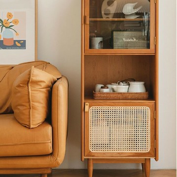 台灣公司貨 免運 可開票 花生高柜 北歐實木餐邊柜多功能酒柜收納儲物立柜電視柜高柜