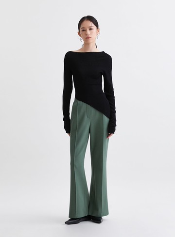 時髦休閒微喇叭長褲