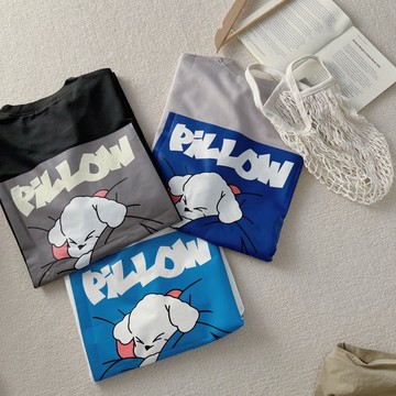 【MasCool】PILLOW枕頭狗短袖 短T 短袖TEE 短踢 素踢 落肩 T恤 T-SHIRT 寬鬆