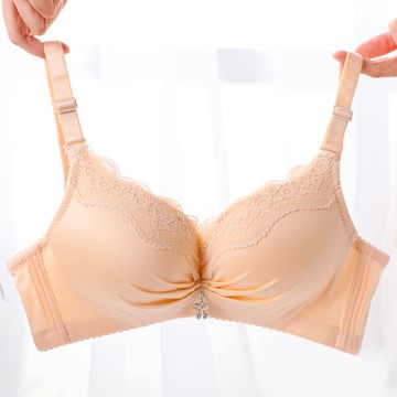 2020春夏新款少女簡潔質感米高布無鋼圈文胸花邊裝飾小胸內衣