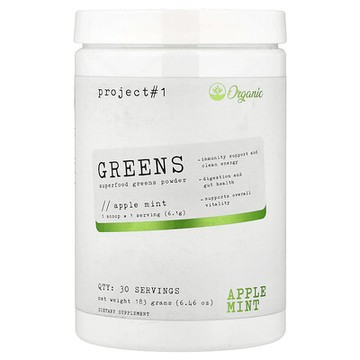 Project 1 Nutrition, 綠色蔬菜，Superfood Green 粉，蘋果薄荷味，6.46 盎司（183 克）
