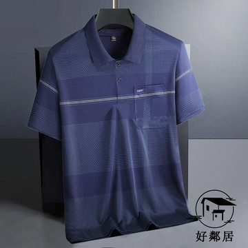 中老年系👴爸爸裝 爸爸短袖 中老年人男裝 阿公上衣 夏季爸爸翻領短袖T恤POLO衫男士薄款口袋上衣爺爺 送爸爸HLJ