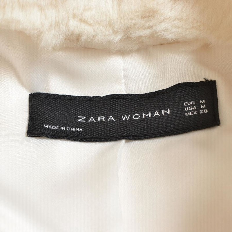 ZARA ザラ ボアノーカラーショートコート サイズM レディース ホワイト