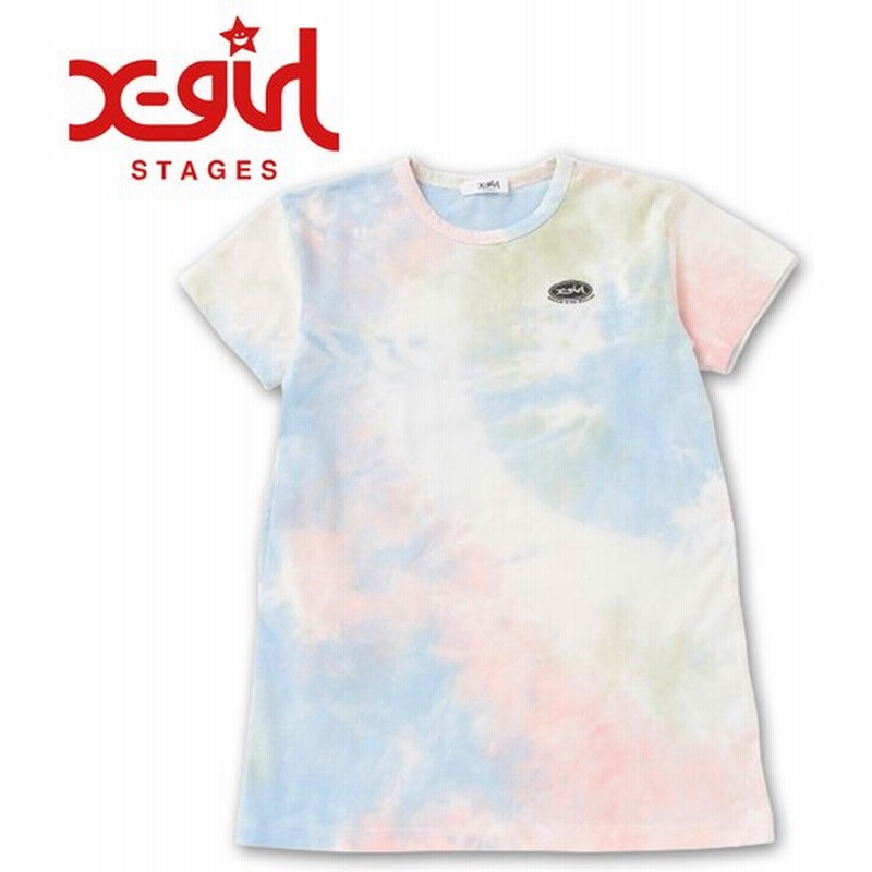 X Girl Stages エックスガール Xg タイダイ柄ビッグtシャツワンピース シロ 通販 Lineポイント最大0 5 Get Lineショッピング