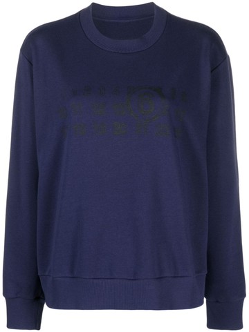 MM6 Maison Margiela - numbers-motif jersey sweatshirt - women - Cotton/Polyester - L - Blue