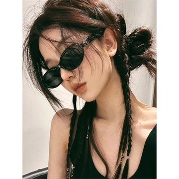 復古貓眼黑色辣妹歐美墨鏡女款高級感小臉防紫外線星星偏光太陽鏡