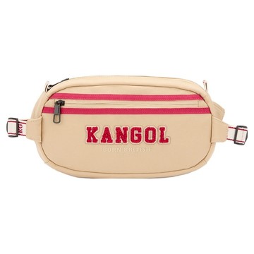 KANGOL 袋鼠 撞色織帶胸肩包 6355178001  米白色  中型