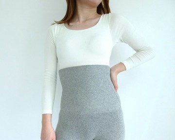 暖宮【日本國產】Whole Garment 編織腹卷式內搭褲 <杢灰>
