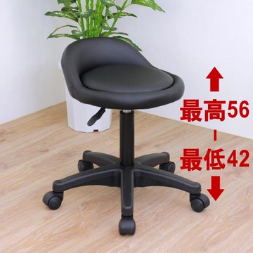E-Style 高級皮革椅面(活動輪)旋轉工作椅 升降吧台椅 會客洽談椅 休閒餐椅 診療美容椅 專櫃台椅-黑色