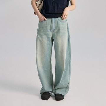 水洗做舊彎刀牛仔褲|褲子|春款|Sora-1797