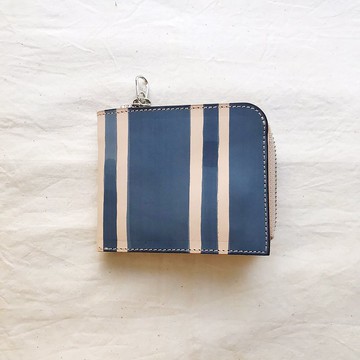 植鞣皮革短夾_皮夾4卡層_可拆零錢袋_茄芷墨藍條紋