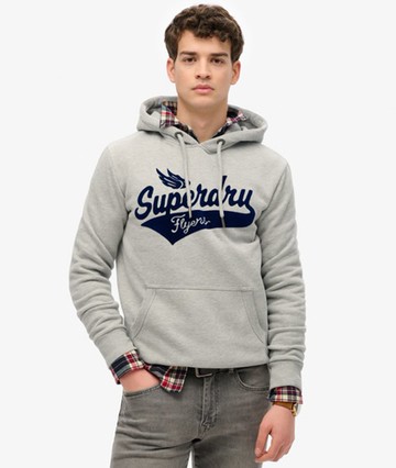 Superdry Men's Flyers Script Hoodie Grey Size: M