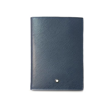 【MONTBLANC 萬寶龍】匠心系列護照夾（墨水藍）(Sartorial 防刮十字紋 131733)
