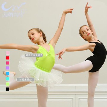 新款舞蹈服裝女童練功服純棉吊帶形體服中國舞考級服芭蕾舞跳舞裙