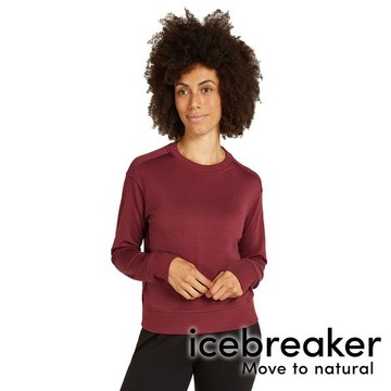 【icebreaker】Crush II女圓領長袖上衣『波特酒紅』0A56T3 戶外 運動 柔軟 舒適 羊毛 吸濕 排汗 抑味 控溫