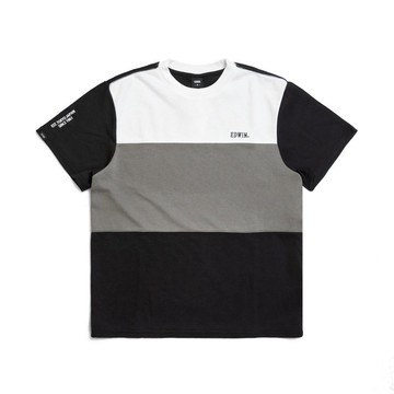 EDWIN 吸濕排汗三色剪接涼感短袖T恤-男款 (黑色) #上衣