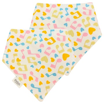 PUKU 藍色企鵝 柔棉造型領巾 Set 2件 多色 柔軟棉質圍兜 手帕 口水巾  42*29*29cm  音符