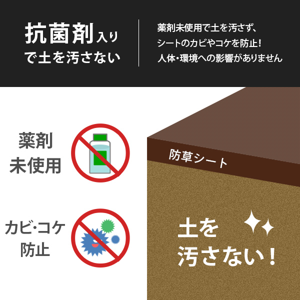 高密度135G 防草シート 1m×50m ブラウン (抗菌剤＋UV剤入り／厚手・高耐久4-6年) [茶 雑草対策 雑草防止シート 雑草シート 除草シート]