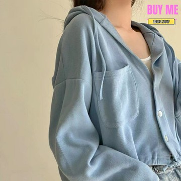 【顯瘦開衫】連帽衛衣 衛衣女 薄款衛衣 開衫外套 寬鬆上衣 長袖衛衣 短款設計 加絨可選 胖妹妹福音 秋冬內搭外穿