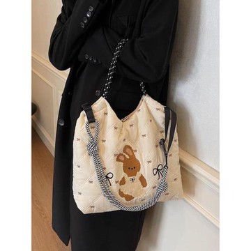 甜美可愛媽咪包女單肩包包休閑膨脹小熊上課大容量單肩包卡通