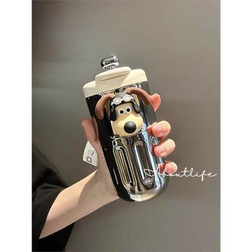 夏日保冷杯高顏值卡通狗頭智能數顯保溫可愛高級咖啡情侶閨蜜禮物