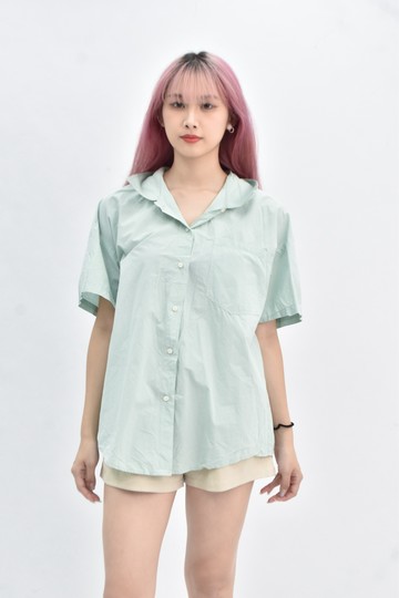 (XL) ok fine 短袖綠色襯衫上衣