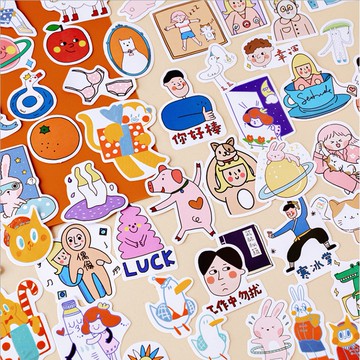 🍋檸檬青🍋 虧本清倉現貨PVC超可愛趣味貼紙10款45枚入DIY手撕貼紙手帳文具裝飾設計文創日記