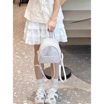 限時下殺！！夏天小清新包包女式2024新款可愛碎花學生通勤小書包設計感雙肩包0507
