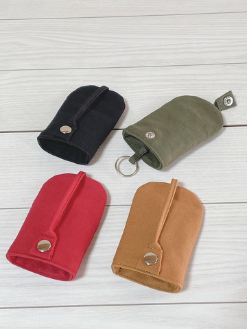 倉敷帆布鈴型鑰匙包智能鑰匙包紅卡其黑駝色