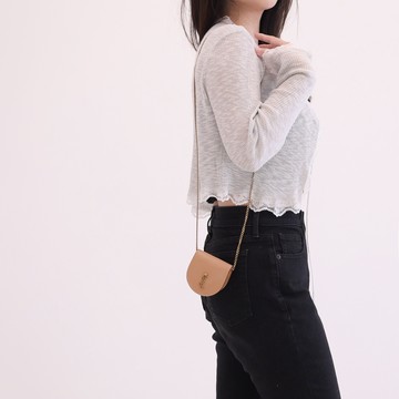 YSL 657818 Le K Baby Satchel 超迷你斜背零錢包.駝
