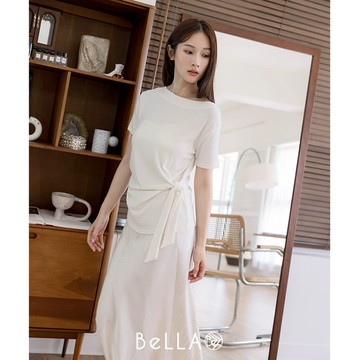 【夏季新品】BeLLA 側綁帶造型上衣 白色
