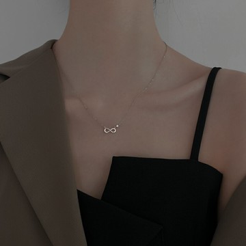 925純銀8字項鏈女莫比烏斯鎖骨鏈ins冷淡風2021年新款閨蜜二人款