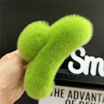 真獺兔毛特大號抓夾后腦勺氣質夾子網紅新款可愛毛絨頭飾發抓發飾