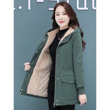 工裝派克棉襖衣服外套2024年新款女士冬季加絨加厚韓版寬松小個子